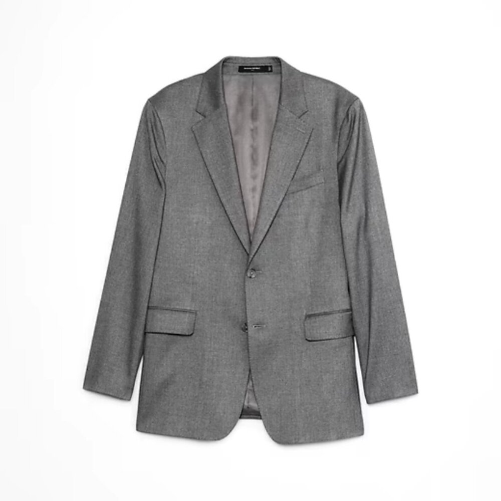 Modern Classic Crosshatch Suit Jacket in Light Grey